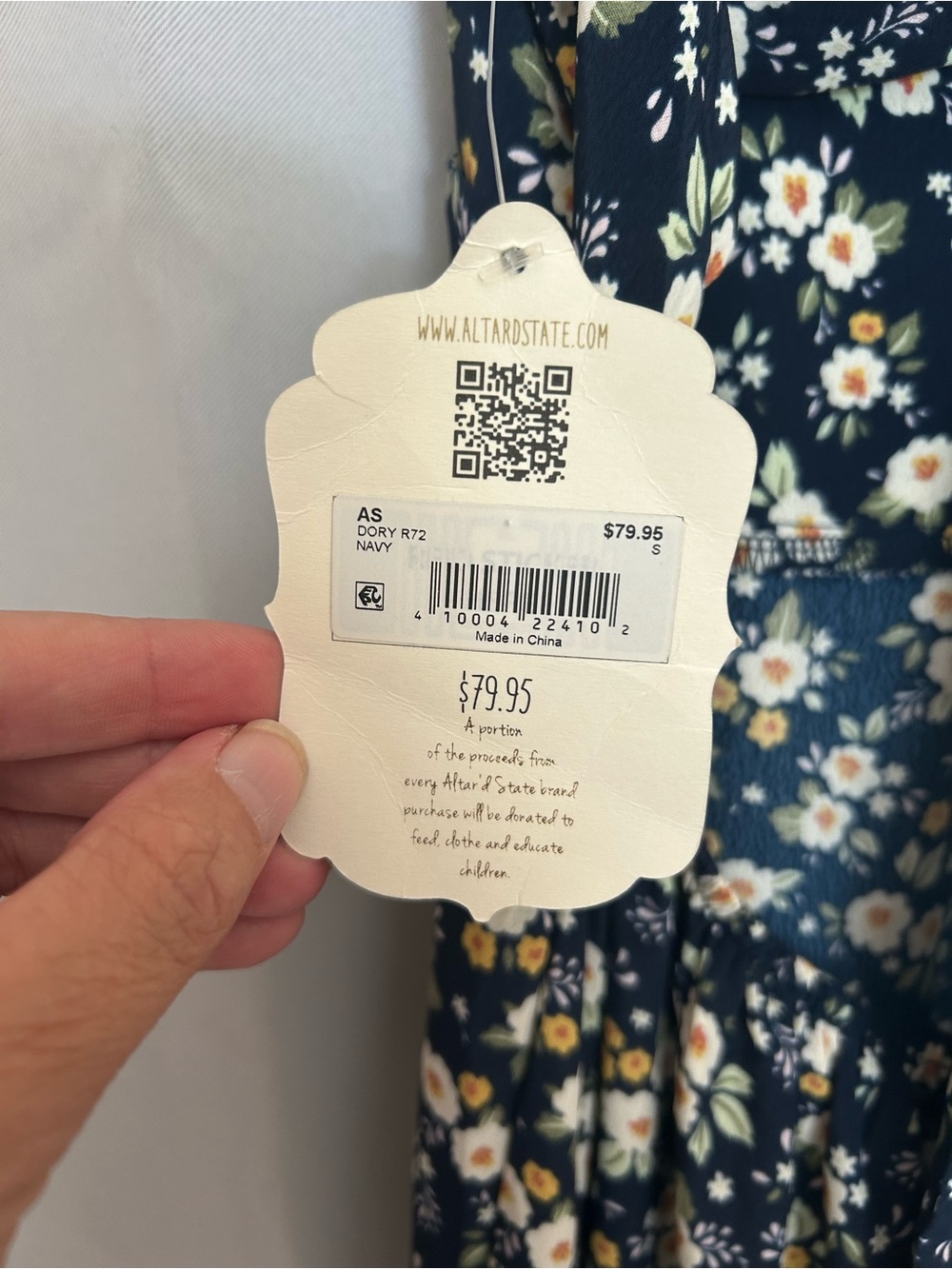 NWT Altar’d State Navy Floral Midi Dress Open Tie Back Spaghetti Straps Size Sm - Picture 4 of 9